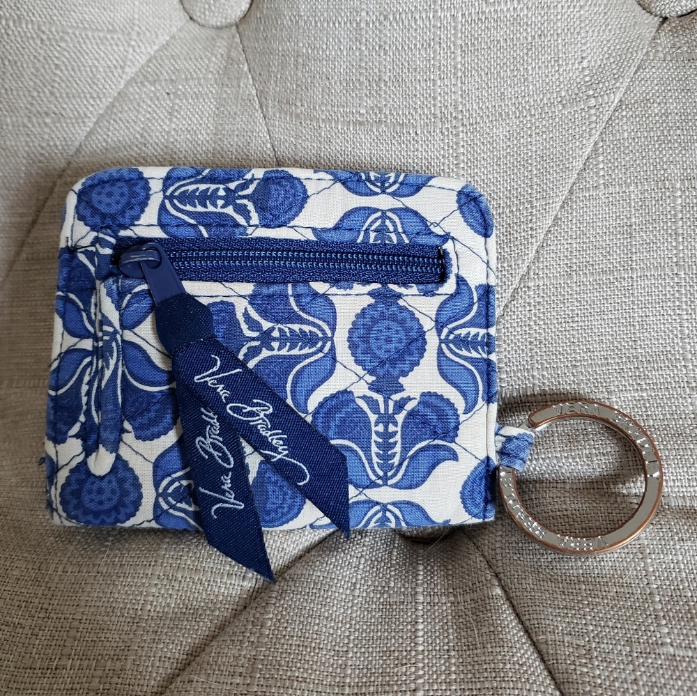 Vera bradley blue white keychain wallet.